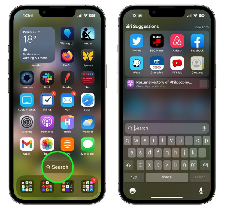 新津苹果手机维修分享升级到 iOS 16 后，如何删除主屏幕上的搜索按钮 